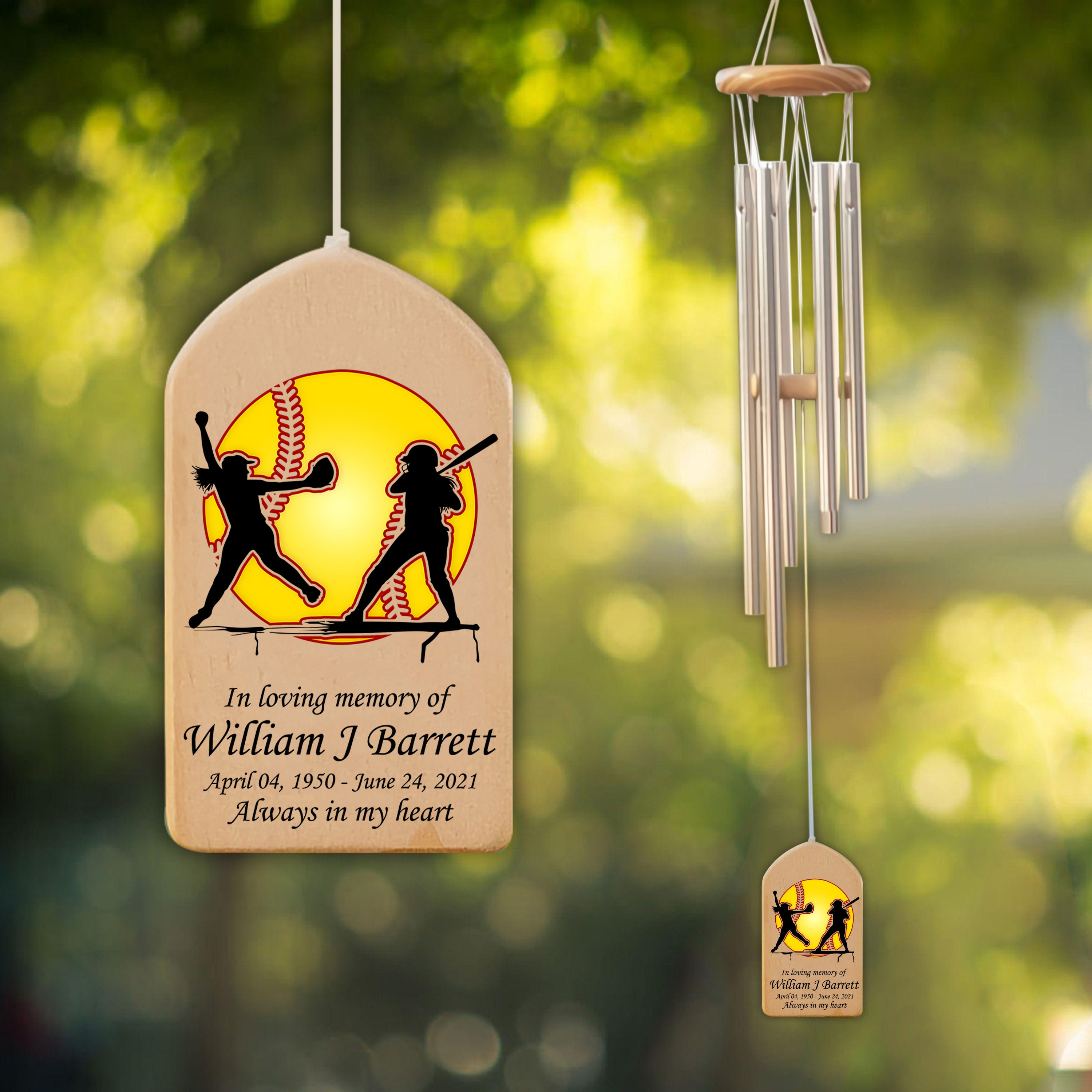 Softball Memorial Personalized Wind Chime, Loss of Slow Pitch Softball Team Member, Loss Of Son Daughter Sympathy Bereavement Gift, Softball