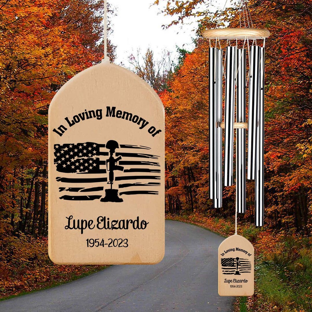 Veteran Personalized Memorial Wind Chime, Sympathy Present, Loved One