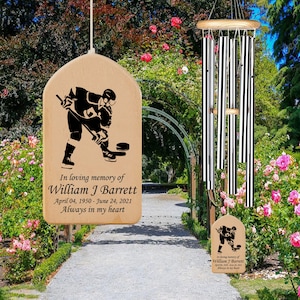 Hockey Player Memorial Personalized Wind Chime, Loss of Hockey Lover, Loss of Son Dad Sympathy Bereavement Gift, Ice Hockey Gifts