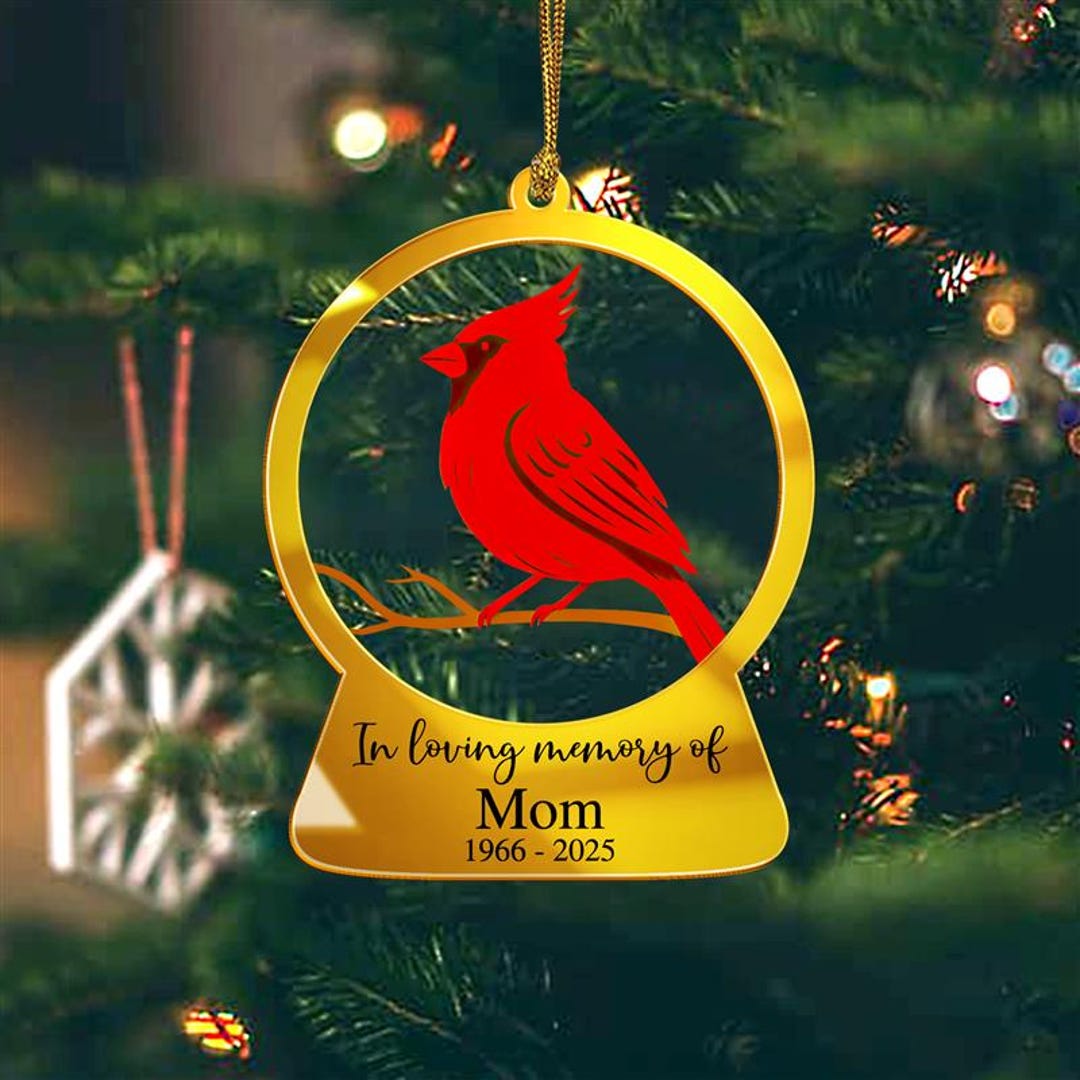 Custom Gold Mirror Acrylic Cardinal Ornament, Memorial Gift - Etsy