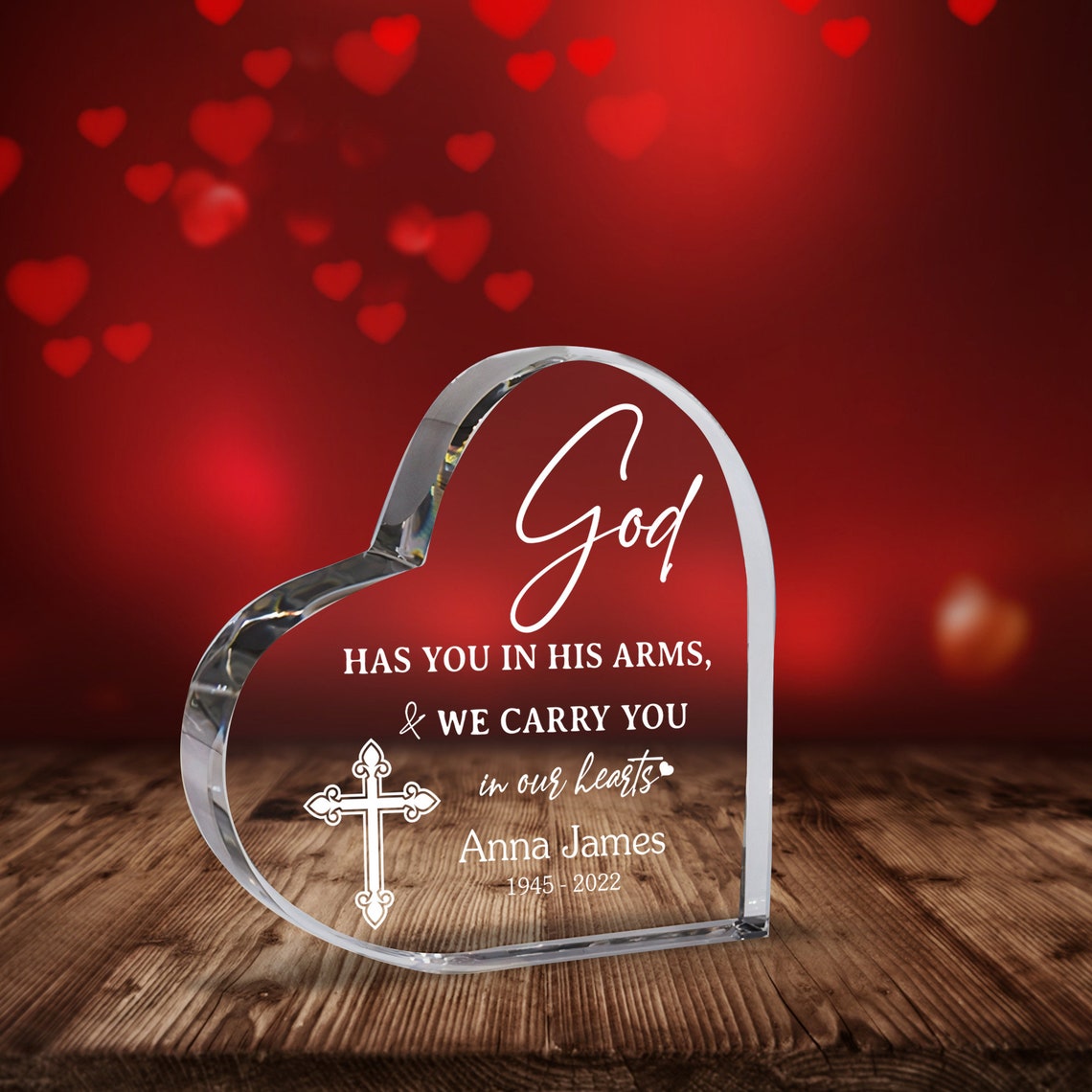 Personalized Memorial Gifts Heart Memorial Clear Acrylic Etsy