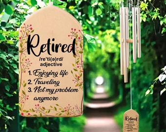 Personalized Retirement Wind Chime, Funny Retiree Gift
