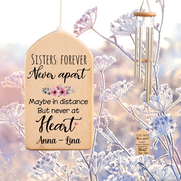 Sister Gift Personalized Wind Chime, Sisters forever Never apart, Best Friend Birthday Gift, Gift for Sisters, Best Gift Ever