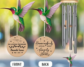 Hummingbirds Wind Chime, Hummingbirds Appear When Angels Are Near, Memorial Wind Chime, Sympathy Wind Chime, Grave Decor