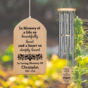 Custom Tribute Wind Chime, Memorial Wind Chime, a Life so Beautifully Lived, Remembrance Wind Chime, Sympathy Chime, Indoor Outdoor Decor