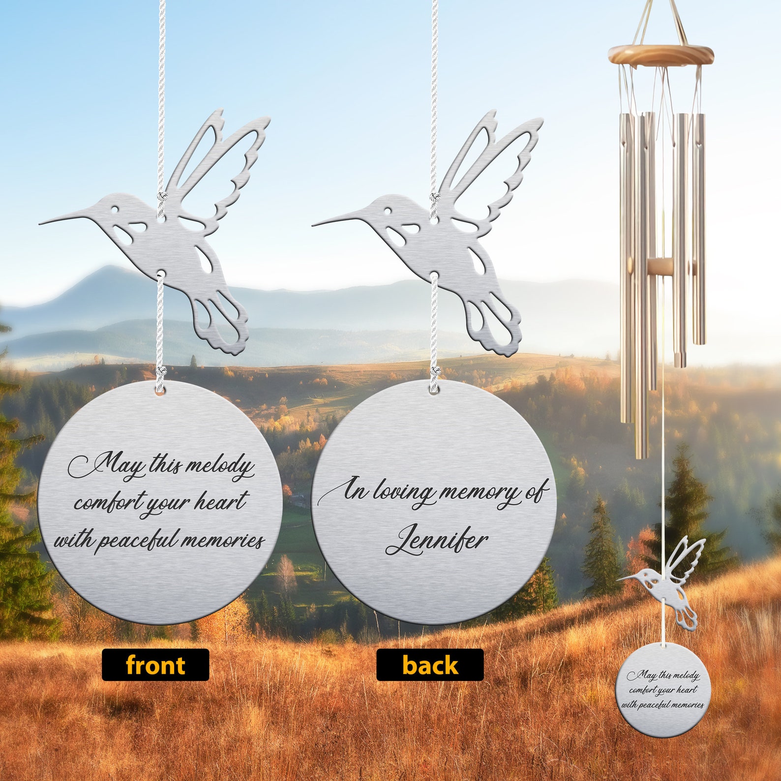 Custom in Loving Memory Wind Chime, Hummingbird Memorial Gift - Etsy