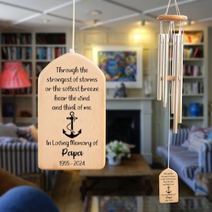 Anchor Memorial Wind Chime, Custom Nautical Sympathy Wind Chime, in Loving Memory Gifts, Hear The Wind and Think of Me, Bereavement Gifts