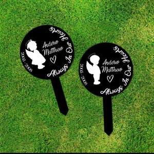 Baby Memorial Gift, Personalized Baby Angle Acrylic Plaque Stake, Stillborn Miscarriage Grave Marker, Infant Loss Remembrance Sympathy Gift