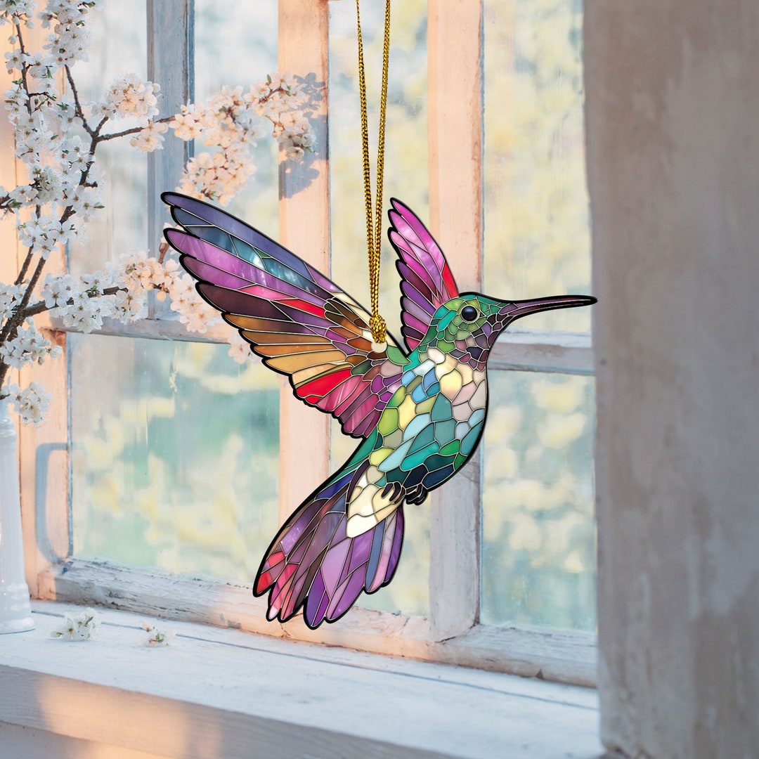 Colorful Hummingbird Acrylic Ornament, Hummingbird Hanging Gift, Bird ...