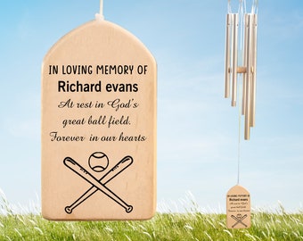 Baseball Player Personalized Memorial Wind Chime, At Rest In God's Great Ball Field, Loss Of Child Keepsake Sympathy Present, Loved One Gift