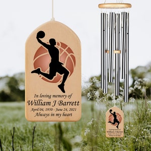 Basketball Player Personalized Wind Chime, Loss of Baseball, Tennis Player, Loss Of Son Keepsake Sympathy Bereavement Present Loved One Gift