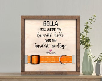 Personalized Dog Memorial Sign, Pet Loss Gift, Dog Collar Keepsake
