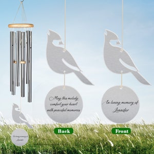 Custom In Loving Memory Wind Chime, Cardinal Bird Wind Chime, Memorial Wind Chime, Sympathy Wind Chime, Bereavement Gift, Metal Wind Chime