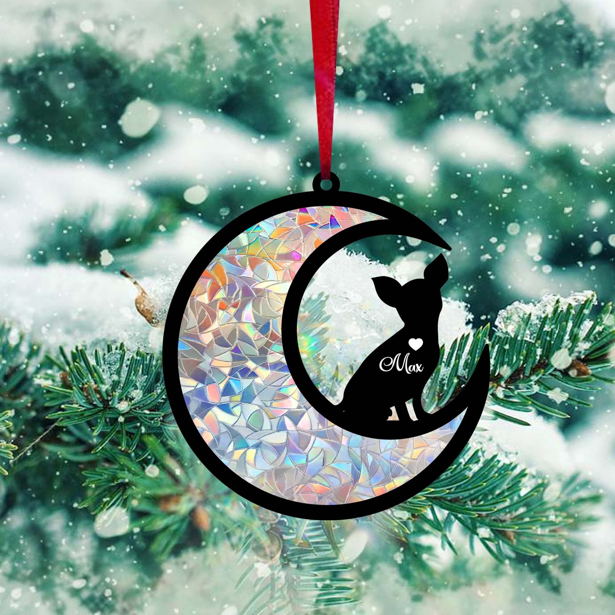 Personalized Brown Chihuahua Dog Pet Sleeping Angel Wings Memorial Car Hanging Ornament, Car Mirror Accessories For Dog Lover Gift, 2-Sided Ornament For Automotive Interior Rearview Pendant Decor