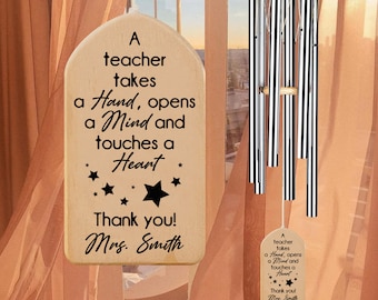 Personalized Teacher Appreciation Wind Chime, Retirement Gift