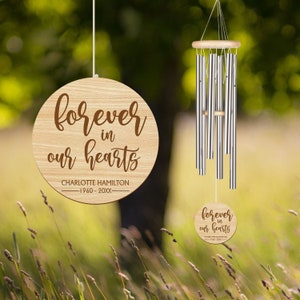 Forever In Our Hearts Personalized Memorial Wind Chime, Remembrance Loss Gift, Father Husband Sympathy In Loving Memory Outdoor Garden Sign