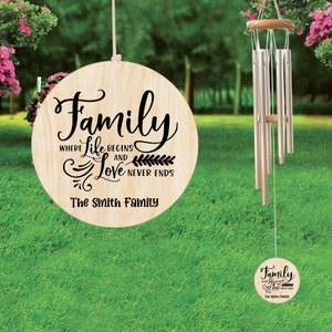 Family Personalized Wind Chime, New Home Gift Keepsake, Housewarming Gift Outdoor Garden Decor, Custom Gift for Father Mother Family