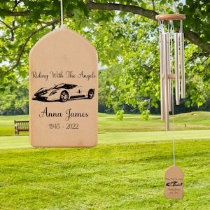Customized Fallen Car Racer Memorial Wind Chime Racing With The Angels Car Remembrance Loss of Father Husband Friend Sympathy Racer Funeral