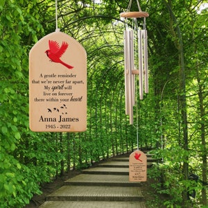 Personalized Cardinal Memorial Wind Chime, Sympathy Gift