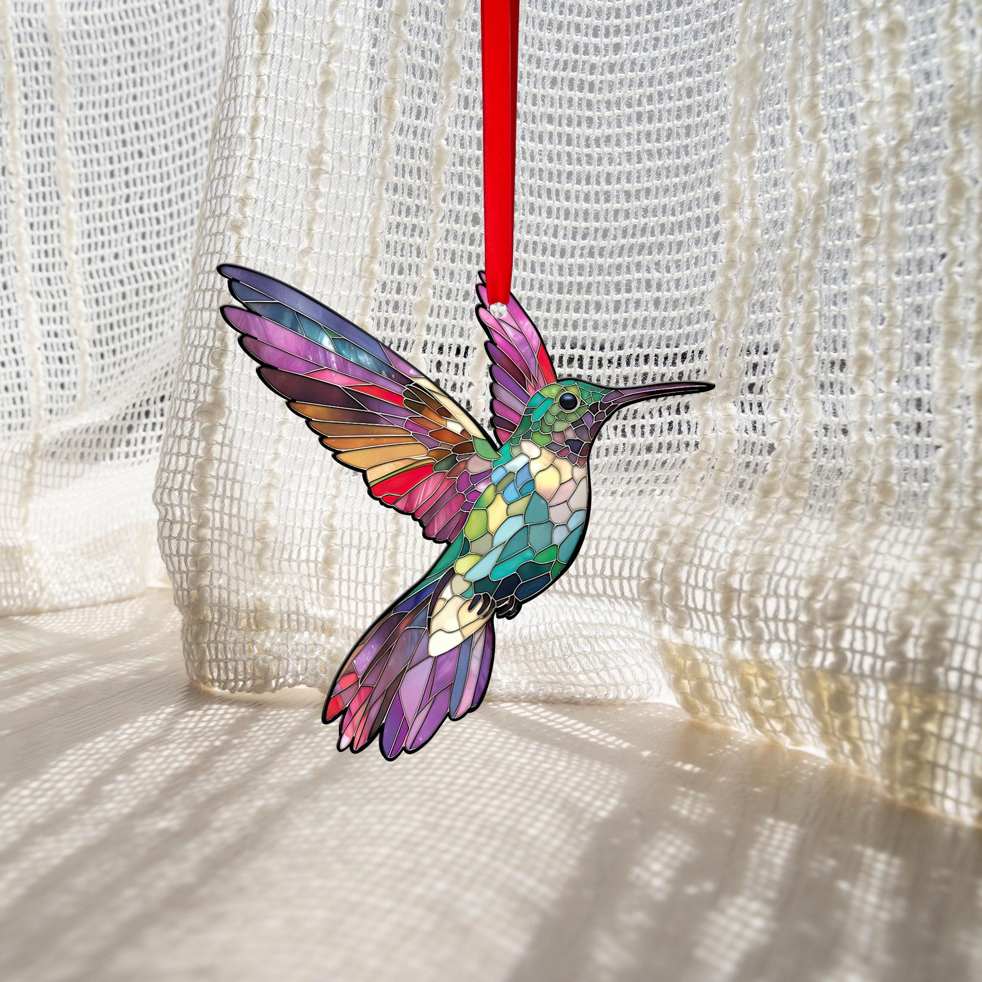 Colorful Hummingbird Acrylic Ornament Suncatcher, Hummingbird Hanging ...
