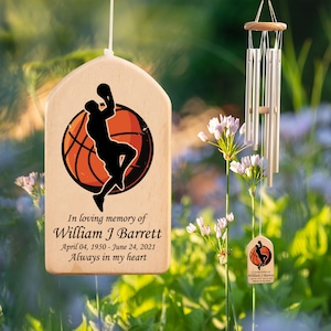 Basketball Player Memorial Personalized Wind Chime, Loss of Basketball Player, Loss Of Son Dad Sympathy Bereavement Gift, In Loving Memory