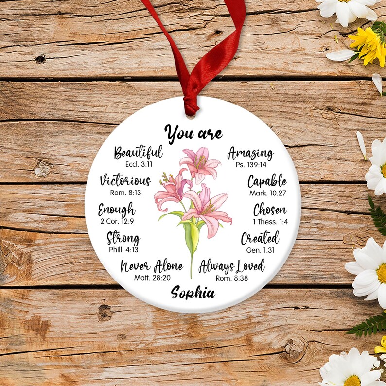You Are Ornament, Ceramic Ornament, Custom Birth Month Flower Ornament