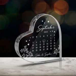 Personalized Wedding Date Heart Acrylic Keepsake, Anniversary Gift, Valentines Day Gift, Married Calendar Gift, Wedding Gift, Newlywed Gift