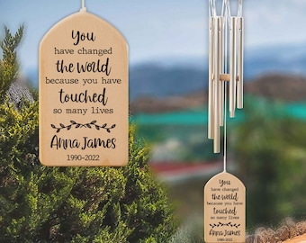 Personalized Teacher Retirement Wind Chime, Engraved Wood & Aluminum