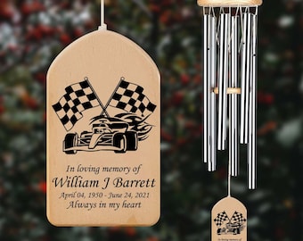 Custom Memorial Wind Chime, F1, Auto Racing, Sympathy Gift, Garden Hanger, In Loving Memory, F1 Racer Loss, Racer Missing