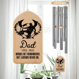 Soccer Legends Never Die, Personalized Memorial Wind Chime, Bereavement Gift, Loss of Dad, Son, Keepsake Sympathy Gift, Remembrance Gift