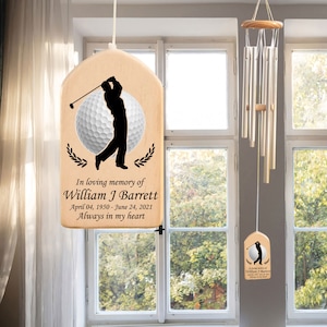 Golf Memorial Personalized Wind Chime, Loss of Golfer Golf Player, Loss Of Son Father Sympathy Bereavement Gift, In Loving Memory for Him