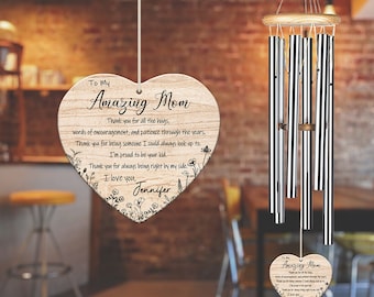 Personalized Floral Wind Chime, Mother's Day Gift, Wood & Aluminum