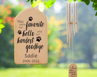Personalized Dog Memorial Wind Chime, Pet Loss Remembrance Gift
