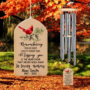 Cardinal Memorial Wind Chimes, Personalize Wind Chimes, In Loving Memory, Sympathy Gift, Custom Wind Chime, Funeral Gifts, Red Bird Memorial