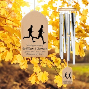 Runner Memorial Personalized Wind Chime, Loss of Runner Running, Loss Of Son Father Sympathy Bereavement Gift, In Loving Memory Gift for Him