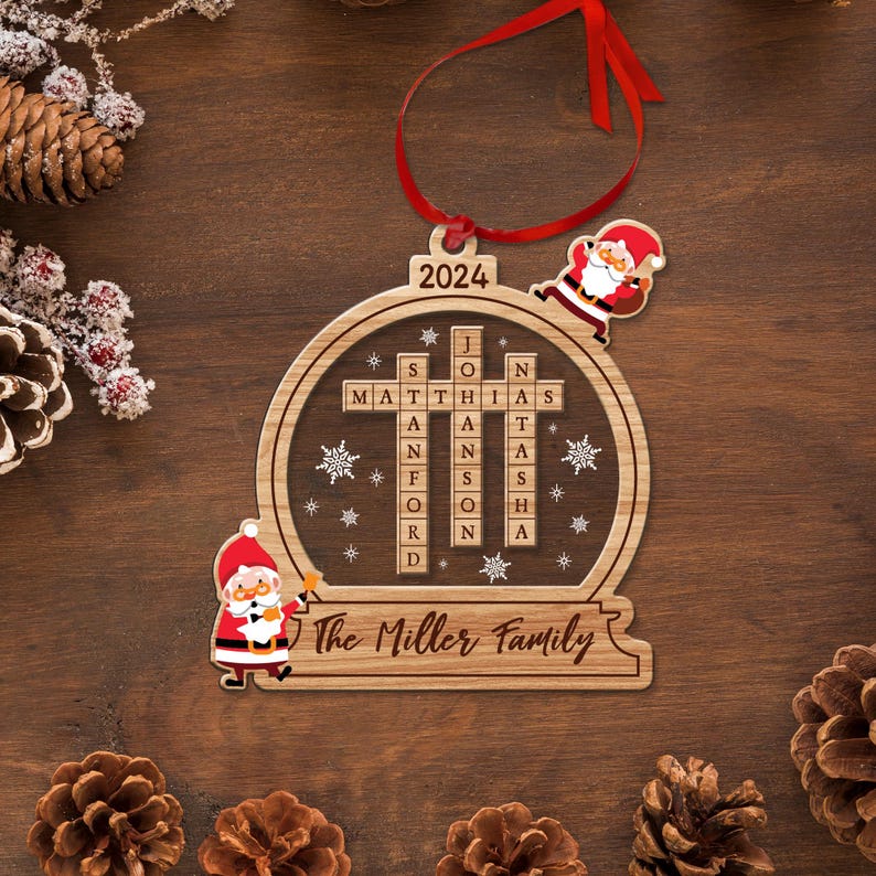 Custom Family Crossword Ornament, 2024 Christmas Ornament, Family