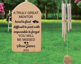 Personalized Mentor Wind Chime, Retirement Gift, Thank You Gift