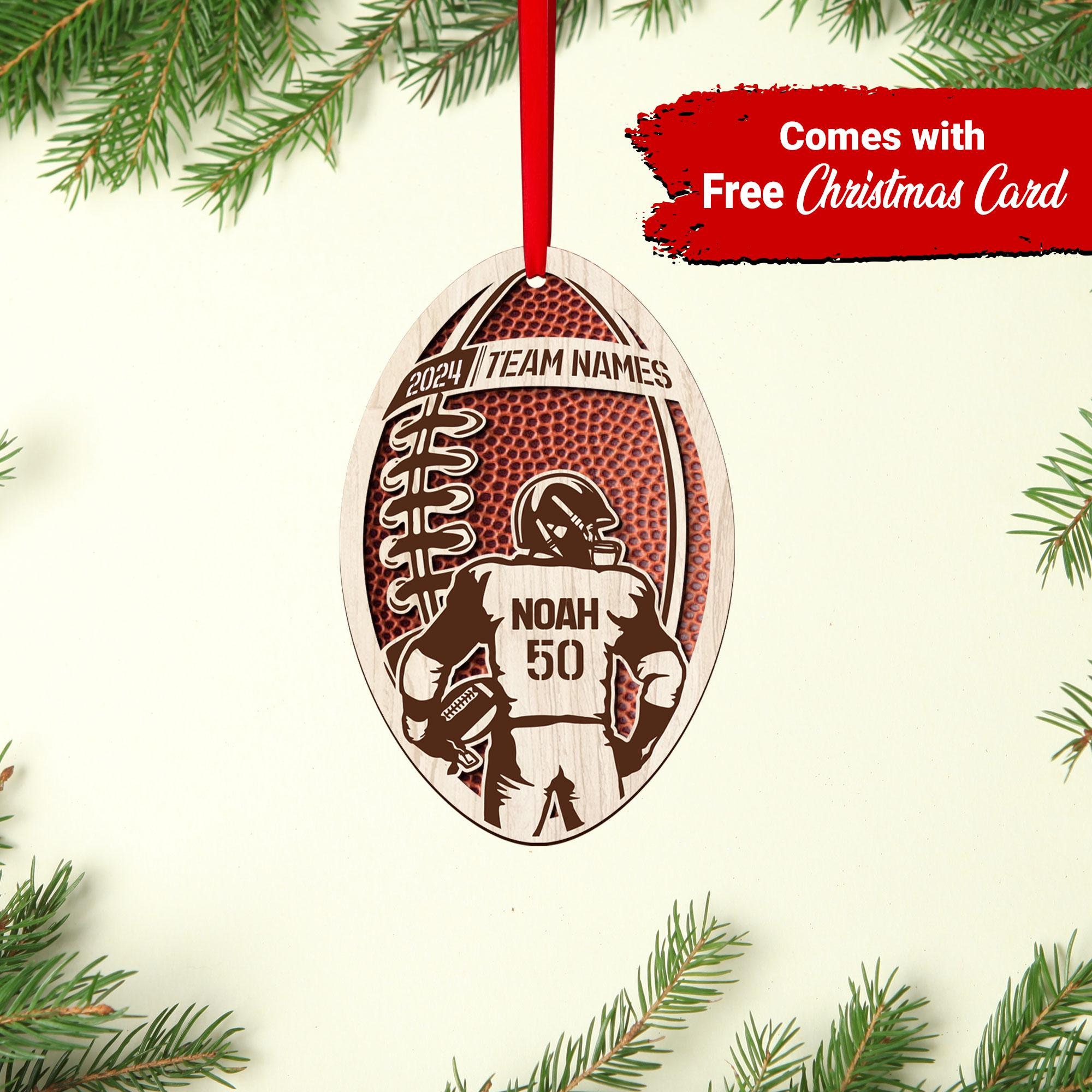 Personalized Football Wood Ornament Layers, Football Player