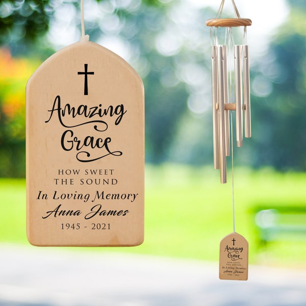 Amazing Grace Memorial Personalized Wind Chime, Remembrance Grief Loss Gift, In Loving Memory of, Bereavement Sympathy Loss of Mother Father