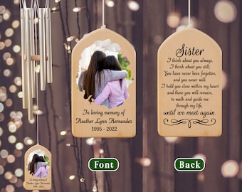 Custom Loss of Sister Wind Chime, Sister Memorial Wind Chimes, Until We Meet Again, Loss of Sister Gift, Sister Memorial Gift, Sympathy Gift