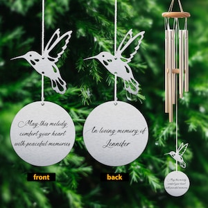 Custom In Loving Memory Wind Chime, Hummingbird Wind Chime, Memorial Wind Chime, Sympathy Wind Chime, Bereavement Gift, Metal Wind Chime