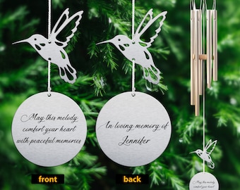 Custom In Loving Memory Wind Chime, Hummingbird Wind Chime, Memorial Wind Chime, Sympathy Wind Chime, Bereavement Gift, Metal Wind Chime