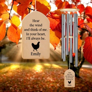 Chicken Memorial Wind Chime, Hear the Wind and Think of Me, Chicken Loss Gift, Pet Chicken Sympathy Gift, Hen Memorial, Garden Decor