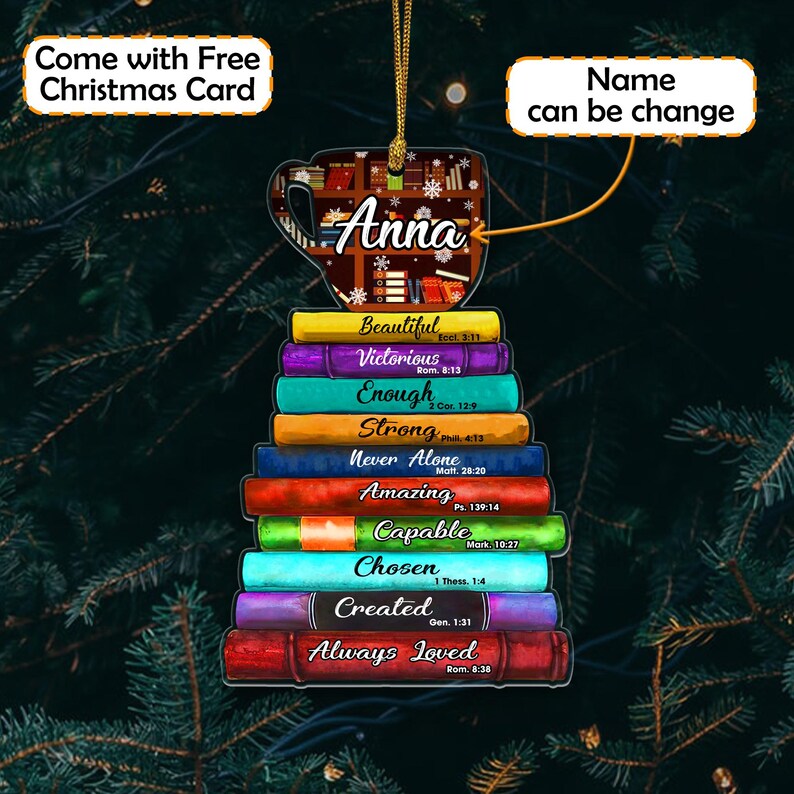 Custom Bible Verse Book Ornament Acrylic, Christmas Ornaments for Book