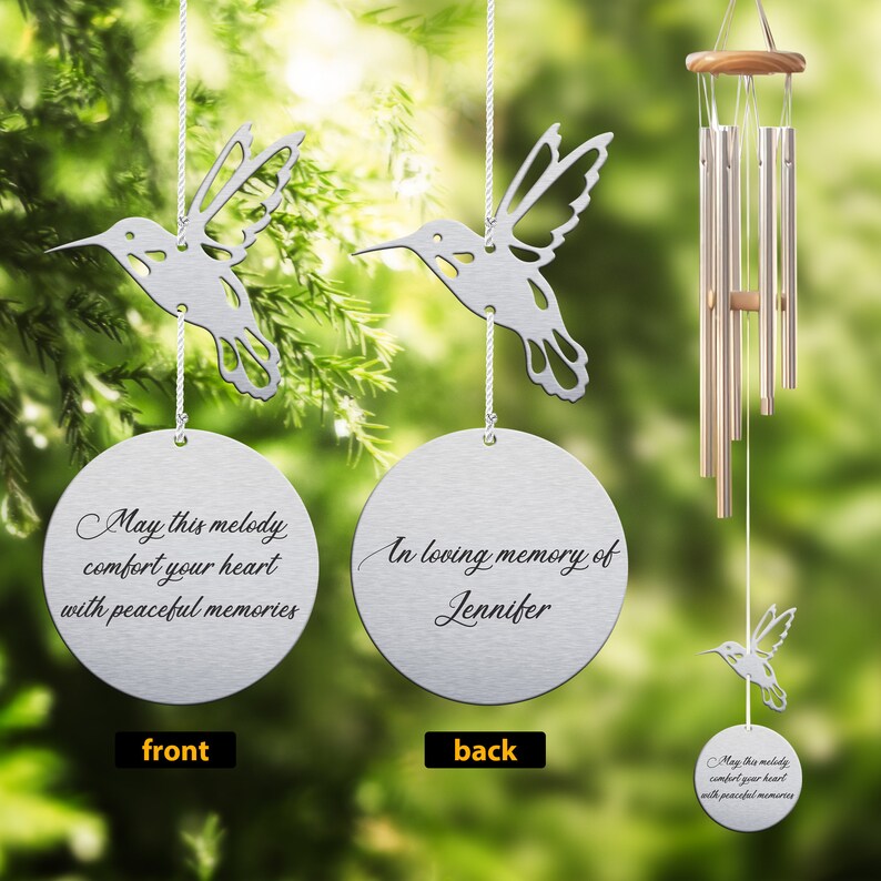 Custom in Loving Memory Wind Chime, Hummingbird Memorial Gift - Etsy