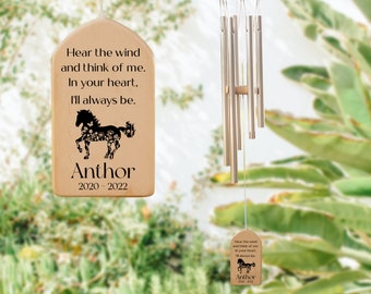 Horse Memorial Wind Chime, Horse Loss Gift, Floral Horse Pet Sympathy Bereavement Gift,  Horse Memorial Gift, Personalized Horse Wind Chime