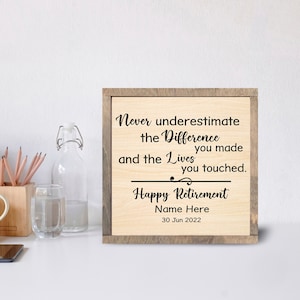 Personalized Retirement Gifts, Happy Retirement Plaque Gift For Boss, Gift For Retired Teacher Nurse Doctor Mentor Coworker, Thank you Gift