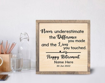 Personalized Retirement Plaque, Wooden Thank You Gift