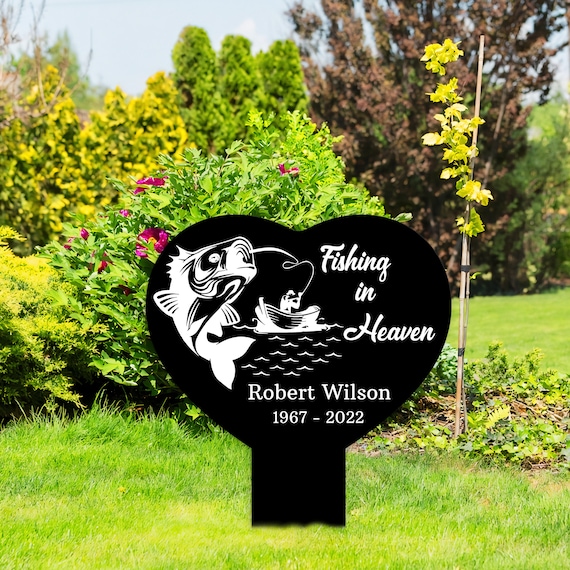 Personalized Memorial Stake, Dad Fishing in Heaven, Fisher Sympathy Gift,  Loss of Dad Keepsake, Garden Grave Marker, Dad Fishing Memorial -   Canada