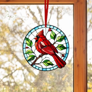 Red Cardinal Acrylic Ornament, Cardinal Christmas Ornament, Memorial Gift, In Loving Memory Gift, Loss of Mom Dad, Window Decoration